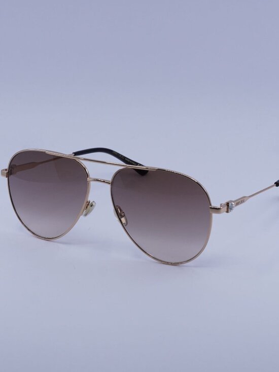 Jimmy Choo OLLY/S 0DDB HA Sunglasses Gold Aviator Frame, Brown Lenses main image 10